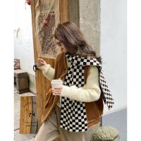 Berry 喜你而欢大庞定制 秋冬时尚百搭保暖黑白棋盘格针织围巾女 FISH BASKET