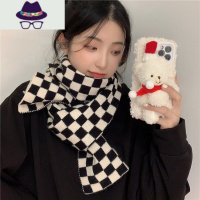 冬季新款棋盘格围巾女百搭格子韩版保暖学生围脖潮流高端洋气 FISH BASKET