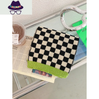 杨泡泡 日系棋盘格子围巾女韩版百搭网红ins学生围脖针织保暖披肩 FISH BASKET