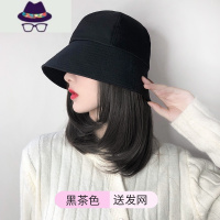 帽子假发女夏季韩版一体时尚渔夫帽遮阳防晒锁骨发百搭水桶帽子 FISH BASKET