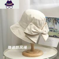 蝴蝶结帽子女潮帽大檐帽女夏日系春秋渔夫帽百搭赫本风防晒遮阳帽 FISH BASKET