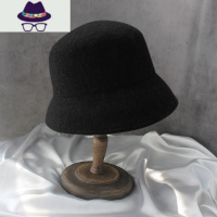 秋冬新款混色毛呢小赫本光板盆帽前长后短优雅显脸小渔夫复古帽子 FISH BASKET