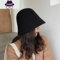 渔夫帽女日系黑色显脸小水桶帽遮脸素颜盆帽潮帽子2021年女冬 FISH BASKET