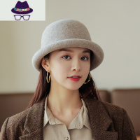 呢渔夫帽女秋冬新款日系百搭英伦礼帽韩版小檐卷边翻沿盆帽潮 FISH BASKET帽子