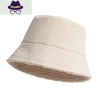 热巴同款渔夫帽女白色羊羔绒双面水桶帽秋冬季毛绒保暖帽子日系潮 FISH BASKET