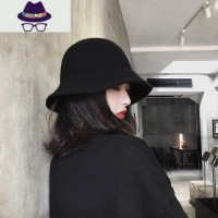 网红款渔夫帽子女秋冬韩版百搭洋气呢2021新款潮冬天毛线盆帽 FISH BASKET