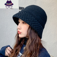 渔夫帽女秋冬潮牌 显脸小毛线保暖护耳圆顶休闲盆帽ins网红水桶帽 FISH BASKET帽子