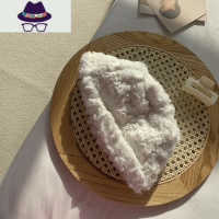 帽子女秋冬韩版甜美日系毛绒白色渔夫帽圆脸适合的保暖水桶帽 FISH BASKET