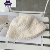 ins韩版帽子女秋冬百搭毛绒绒白色渔夫帽显脸小冬季保暖护耳盆帽 FISH BASKET