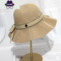 卡其色渔夫帽女夏季小M蝴蝶结透气薄款遮阳帽女防晒户外大檐 盆帽 FISH BASKET帽子