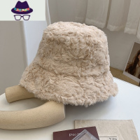 帽子女秋冬韩版甜美日系毛绒米色渔夫帽圆脸加厚保暖护耳盆帽冬季 FISH BASKET
