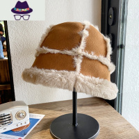 麂皮绒渔夫帽女秋冬季韩版百搭日系棕色毛绒帽子冬天加绒保暖盆帽 FISH BASKET