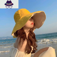 [双面可戴]帽子女夏遮阳帽防晒渔夫帽防大帽檐显脸小遮脸太阳帽 FISH BASKET