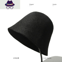 水桶帽女秋冬季韩版百搭潮毛呢日系渔夫帽遮脸复古显脸小钟型盆帽 FISH BASKET帽子