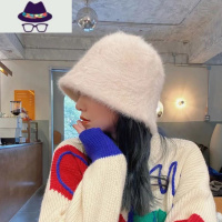 帽子女秋冬百搭毛茸茸水桶帽子女韩版保暖毛绒盆帽渔夫帽 FISH BASKET