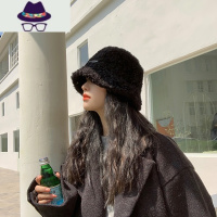 AR帽子女秋冬韩版潮羊羔毛绒渔夫帽显脸小复古百搭保暖盆帽 FISH BASKET