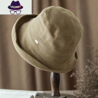 赫本风百搭渔夫帽女可翘边秋冬季休闲时尚盆帽卡其色宽檐遮脸帽子 FISH BASKET