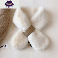 秋冬季新款皮扣网红百搭交叉毛毛绒围巾女韩国仿保暖护颈围脖 FISH BASKET