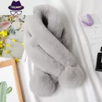 毛绒围巾围脖女韩版獭绒皮草冬季保暖小儿童毛毛交叉毛领 FISH BASKET
