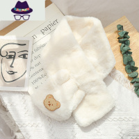 仿獭围巾女秋冬季韩版可爱小熊毛绒学生百搭加厚保暖交叉围脖 FISH BASKET