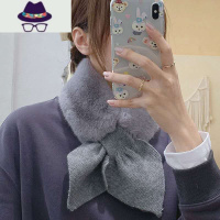 围巾女秋冬季可爱仿獭毛韩版百搭交叉小燕尾毛领保暖毛绒围脖 FISH BASKET