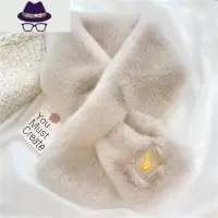 冬季B备毛毛围脖~韩国新款刺绣水果仿皮草围巾交叉毛绒围脖学生女 FISH BASKET