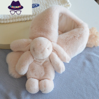 新款皮草韩版可爱长耳朵小兔子真獭围脖冬季保暖毛绒亲子围巾 FISH BASKET