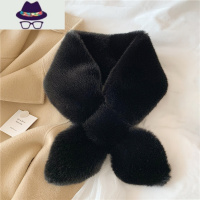 软糯韩国chic加厚纯色毛毛围脖保暖仿獭交叉围巾毛绒领子女冬 FISH BASKET