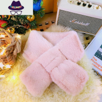 毛绒交叉围巾可爱少女心韩版百搭日系加厚毛毛围脖女脖套冬季网红 FISH BASKET