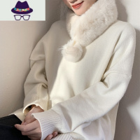 獭围巾女士秋冬季韩版百搭仿皮草百搭濑毛毛绒小脖套围脖毛领 FISH BASKET