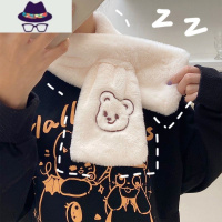 原创小众设计毛绒绒软萌nice day小熊围巾情侣学生保暖寒围脖 FISH BASKET