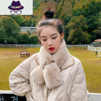围巾女冬季韩版百搭仿獭毛绒领女士围脖毛茸茸ins小众脖套潮 FISH BASKET