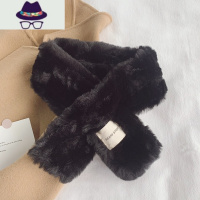 映画韩版气质交叉新款围脖毛毛领围巾女冬季护颈百搭可爱毛绒保暖 FISH BASKET