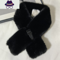 韩版新款皮扣毛毛绒领围巾女秋冬季保暖时尚仿獭百搭交叉围脖 FISH BASKET