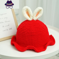 diy手工编织毛线兔耳朵宝宝帽材料包秋冬保暖儿童萌芽帽 FISH BASKET