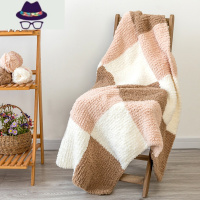 绒绒线空调毯方格毯子材料包 粗毛线手工diy编织宝宝毯盖被 FISH BASKET