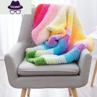 绒绒线彩虹方格毯子材料包 粗毛线手工diy编织宝宝盖毯被 FISH BASKET