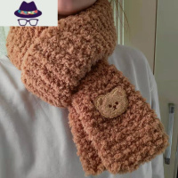小熊自织围巾 珊瑚绒毛线手工编织diy冰条线粗线球材料包送男女 FISH BASKET