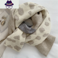 奶味chic豹纹 冬季软糯双色拼接围巾披肩两用女柔软亲肤保暖围脖 FISH BASKET