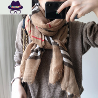 围巾女冬季百搭保暖洋气围脖格子薄丝巾春秋长纱巾大披肩秋冬 FISH BASKET