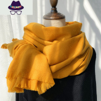 高品质纯色围巾女冬季韩版百搭学生情侣长款休闲拆须保暖披肩两用 FISH BASKET