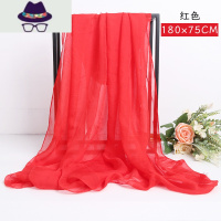 长丝巾女百搭春秋围巾薄款纯色超大红色妈妈舞蹈纱巾冬款洋气时尚 FISH BASKET