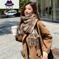 2021新款围巾女冬季韩版格子百搭网红学生女围脖情侣加厚保暖披肩 FISH BASKET
