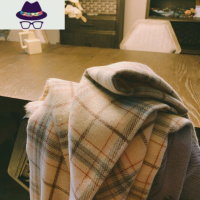 [香芋奶酪。温柔格]绒绒秋冬仿超美撞色格子女围巾大披肩 FISH BASKET