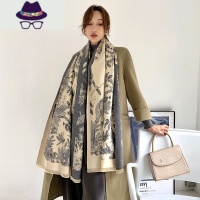 旗袍披肩外搭两用百搭送妈妈礼物礼盒装花鸟图中年围巾女冬季 FISH BASKET