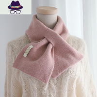 交叉小围巾女春秋冬季毛线百搭男保暖薄纯色韩版短款针织围脖护颈 FISH BASKET