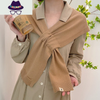 韩国东大门纯色小披肩女秋冬外搭坎肩韩版百搭ins潮针织毛线围巾 FISH BASKET