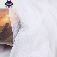 日系蕾丝拼接棉麻围巾女亚麻百搭秋冬款冬季薄长款纯色丝巾披肩 FISH BASKET