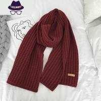 围巾女冬季可爱少女韩版百搭ins潮学生针织毛线情侣红色围脖日系 FISH BASKET