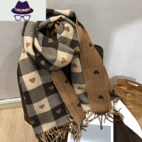 2021新款围巾女冬季双面爱心仿流苏韩版复古长款学生可爱披肩 FISH BASKET